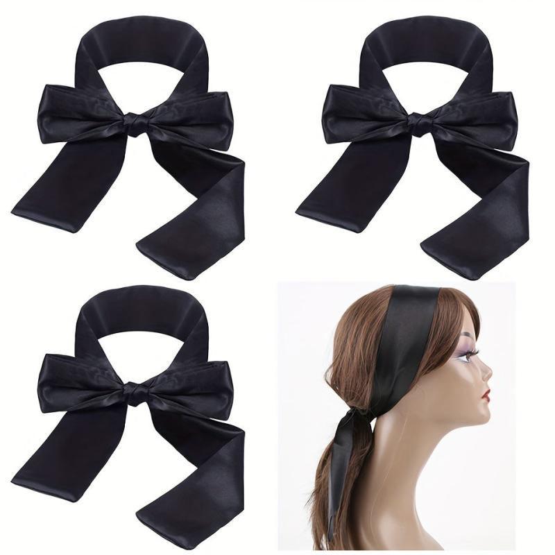 3pcs Satin Bow Head Scarves Women Satin Headband Lace Non Slip Hair Accessories