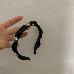 French Metal Flower Fabric Hairband Camellia Headband Vintage Hair Accessories