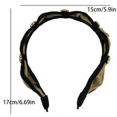 French Metal Flower Fabric Hairband Camellia Headband Vintage Hair Accessories