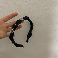 French Metal Flower Fabric Hairband Camellia Headband Vintage Hair Accessories