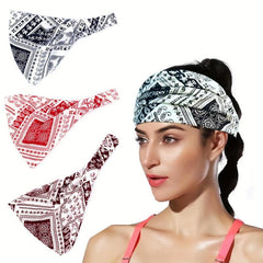 Boho Headband Stretch Wide Hair Band Elastic Sweatband Knotted Turban