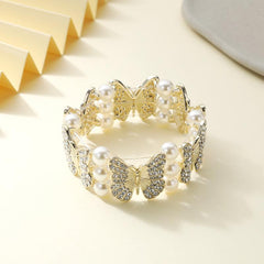 Rhinestone Pearl Hair Tie Elastic Bands Ponytail Holder Headband