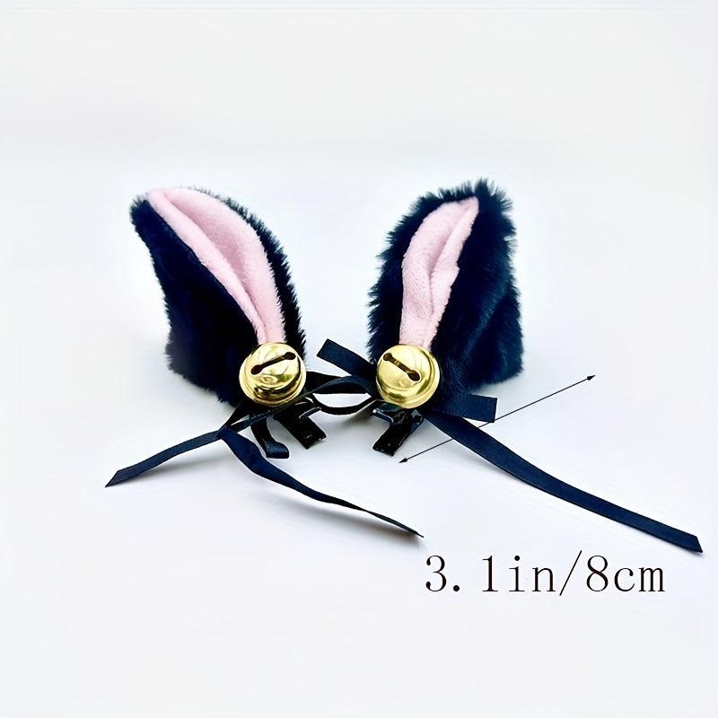 Cat Ears Hair Clip With Bell Cosplay Roleplay Hair Accessories