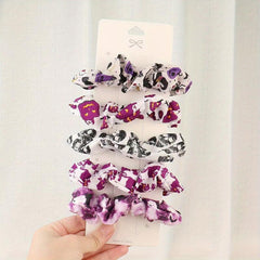 5pcs Halloween Scrunchies Satin Hair Rope Elastic Ponytail Holder