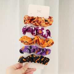 5pcs Halloween Scrunchies Satin Hair Rope Elastic Ponytail Holder