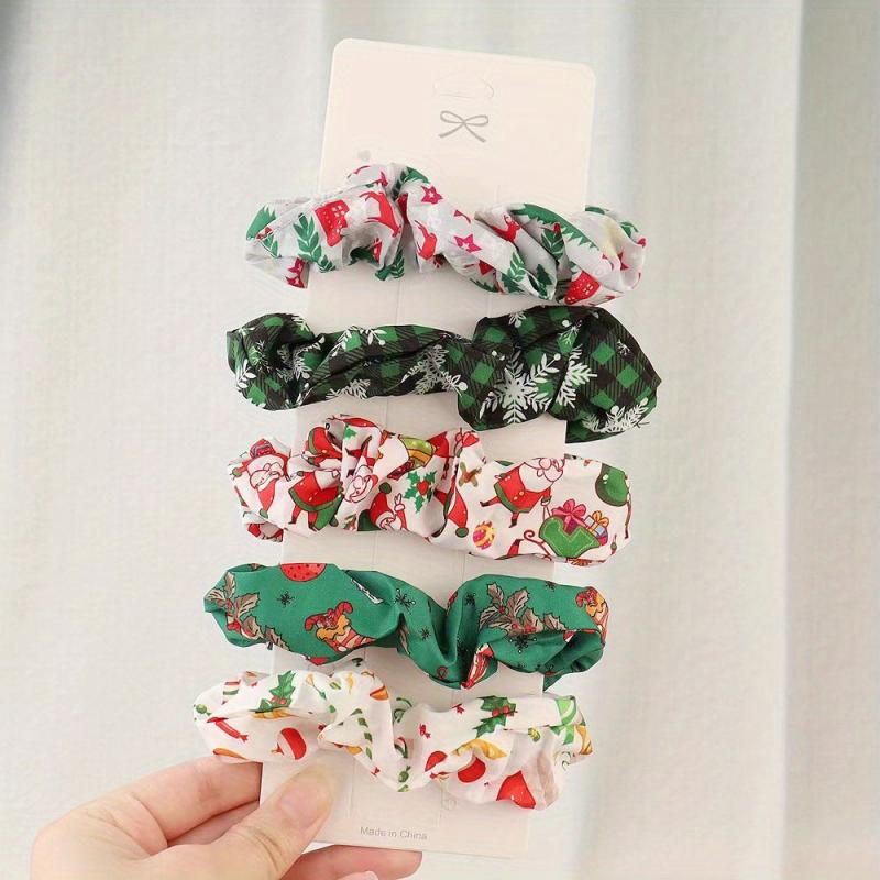 5pcs Halloween Scrunchies Satin Hair Rope Elastic Ponytail Holder