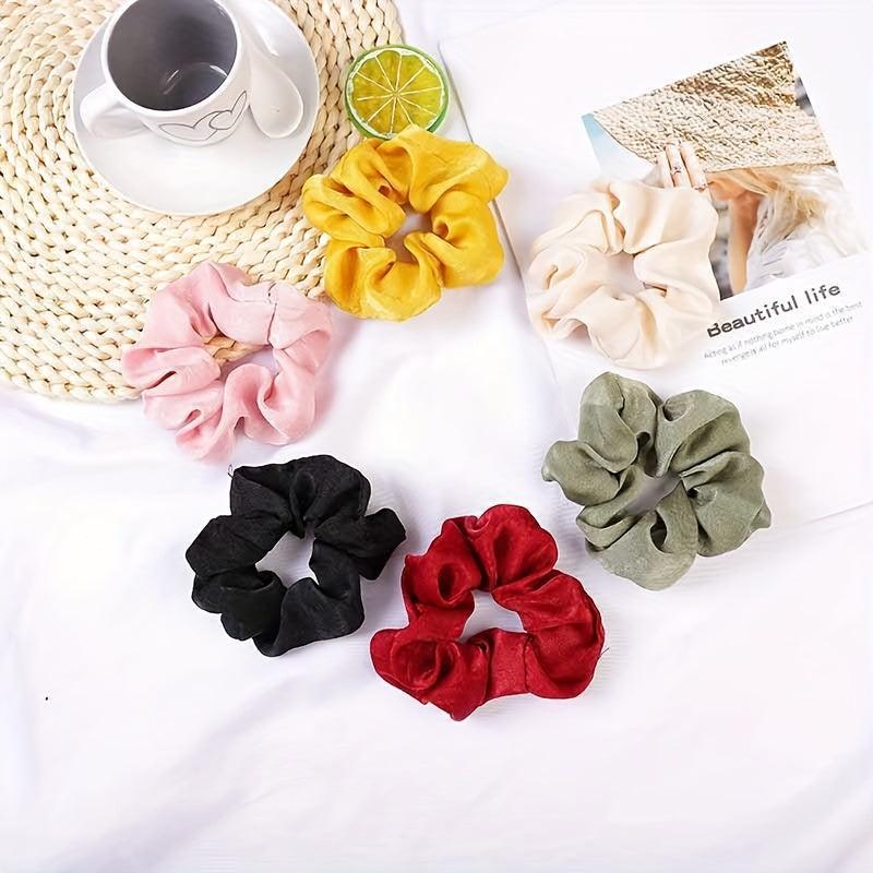 Solid Scrunchies Hair Tie Elastic Ponytail Holder Accessories for Women Girls