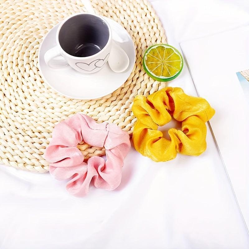 Solid Scrunchies Hair Tie Elastic Ponytail Holder Accessories for Women Girls