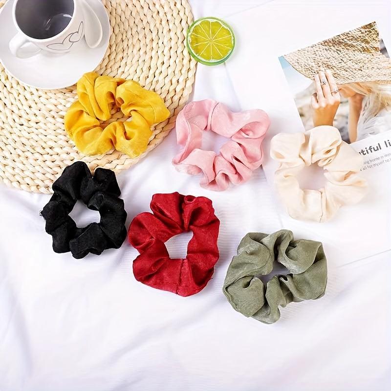 Solid Scrunchies Hair Tie Elastic Ponytail Holder Accessories for Women Girls