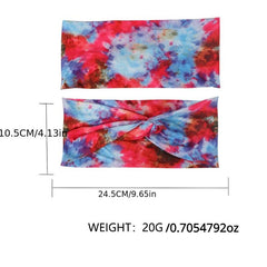 Tie Dye Silky Crossed Knot Headband Elastic Hair Accessory For Girls