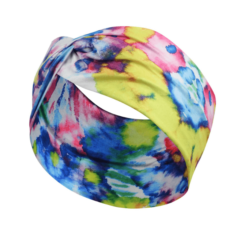 Tie Dye Silky Crossed Knot Headband Elastic Hair Accessory For Girls