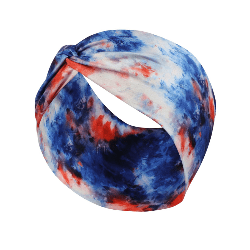 Tie Dye Silky Crossed Knot Headband Elastic Hair Accessory For Girls