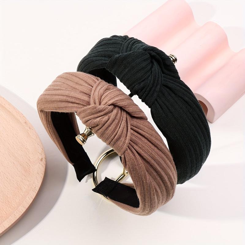 2pcs Cross Knotted Wide Fabric Headband for Women