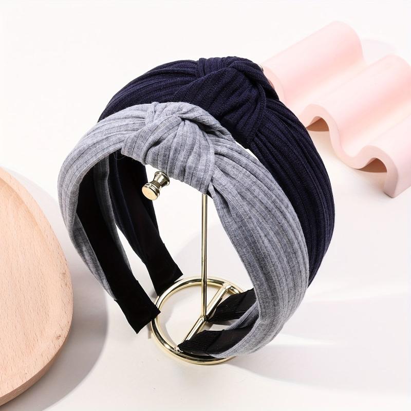 2pcs Cross Knotted Wide Fabric Headband for Women