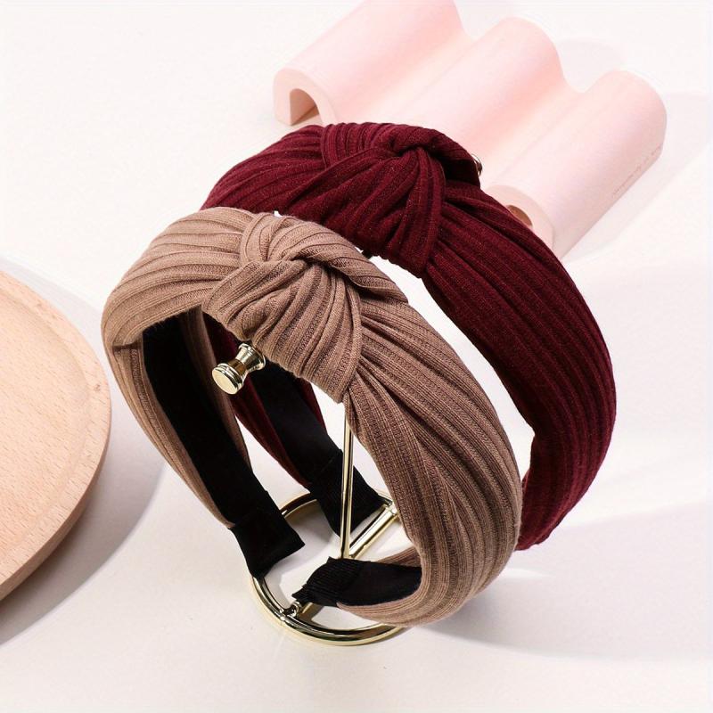 2pcs Cross Knotted Wide Fabric Headband for Women
