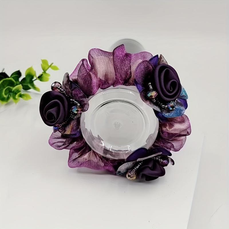 Homemade Organza Flower Beaded Hair Tie
