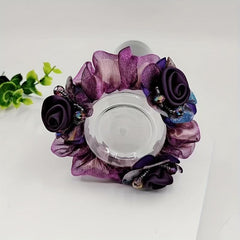 Homemade Organza Flower Beaded Hair Tie