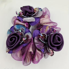 Homemade Organza Flower Beaded Hair Tie