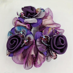 Homemade Organza Flower Beaded Hair Tie