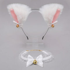 Cat Ears Hair Hoop & Bow Lace Choker Set