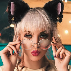 Cat Ears Hair Hoop & Bow Lace Choker Set