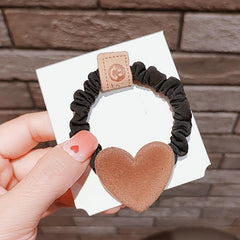 4pcs Coffee Hair Tie Plush Leather Headband Bow Headdress