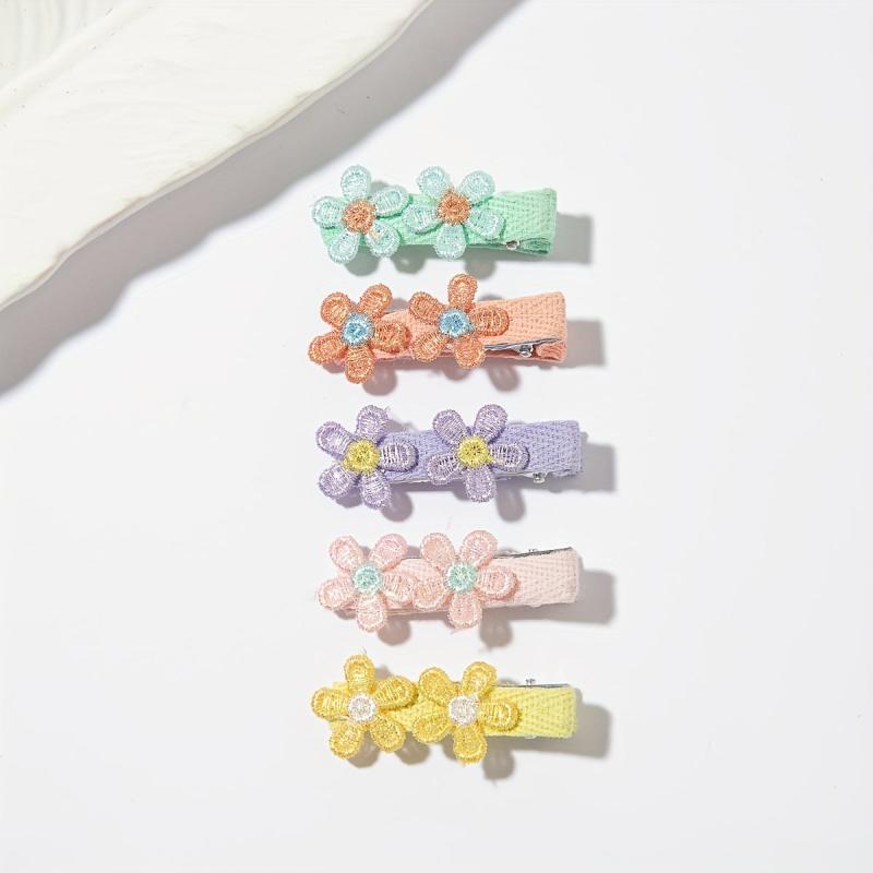 5pcs Embroidered Flower Hair Clip for Women Girls Baby Hair