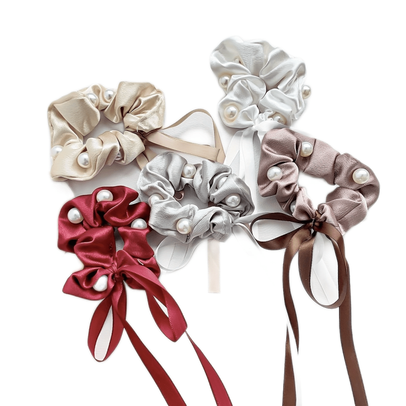 Faux Pearl Scrunchies Hair Tie Ponytail Holder Hair Accessories