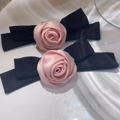 Satin Flower Bow Hair Clip French Barrette Silky Flower Hair Clip
