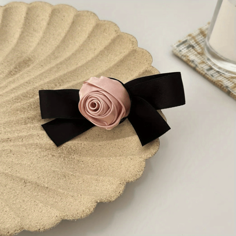 Satin Flower Bow Hair Clip French Barrette Silky Flower Hair Clip