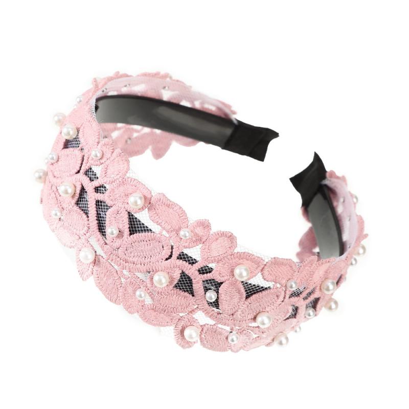 Faux Pearl Leaf Lace Headband Hair Hoop Hair Accessories Women Girls