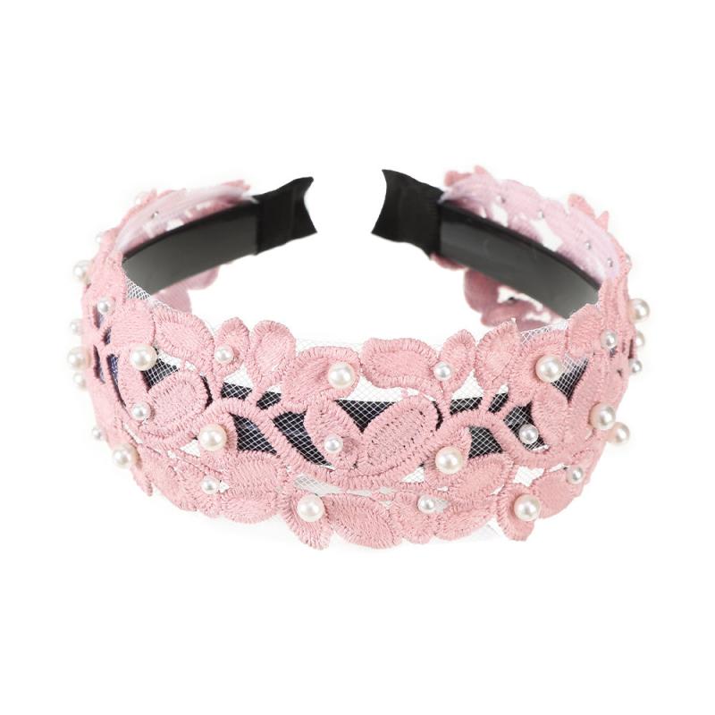 Faux Pearl Leaf Lace Headband Hair Hoop Hair Accessories Women Girls