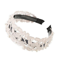 Faux Pearl Leaf Lace Headband Hair Hoop Hair Accessories Women Girls