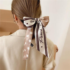 Polka Dot Vintage Silk Scarf Hairband Ribbon French Hair Tie