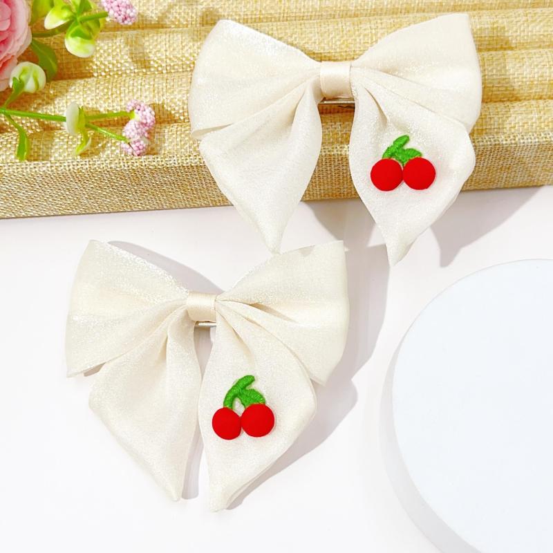 2pcs Cherry Pattern Bow Hair Clip Girls Headwear