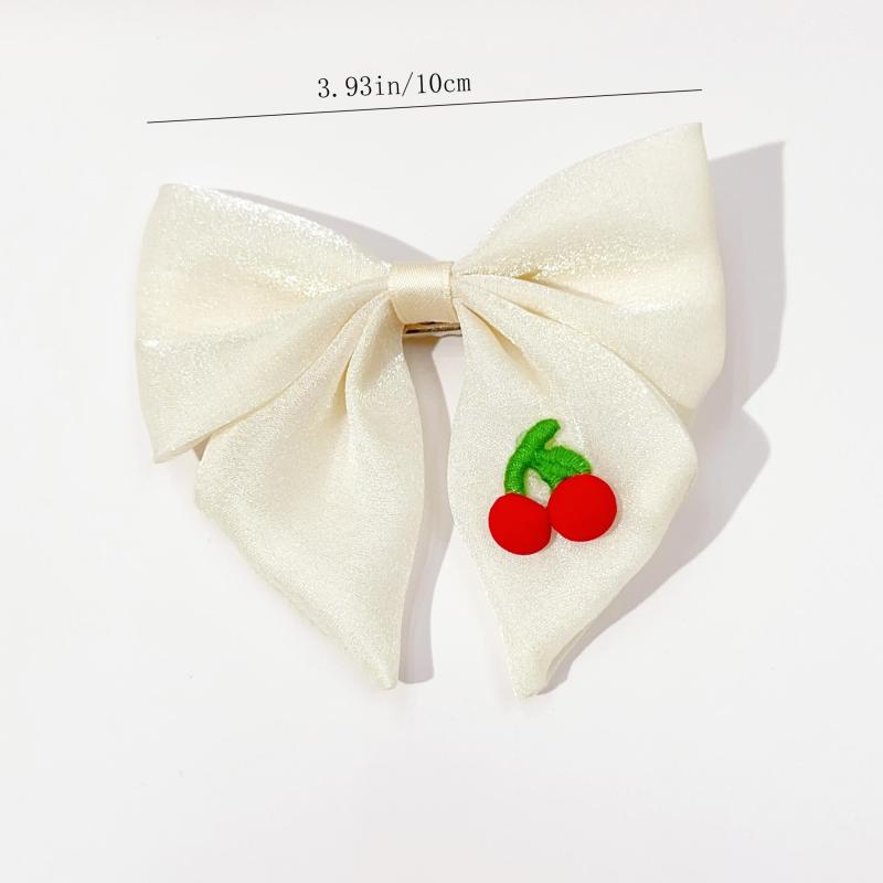 2pcs Cherry Pattern Bow Hair Clip Girls Headwear