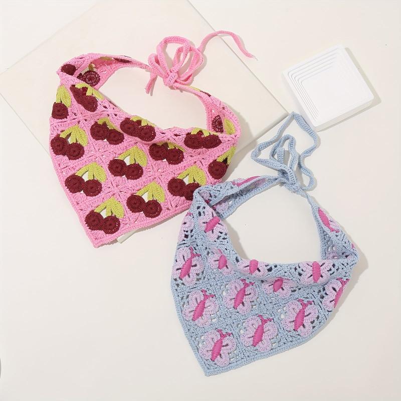 Cherry Pattern Head Scarf Crochet Headband Hair Band Knitting Head Bundle