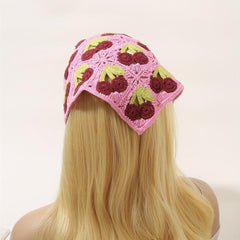 Cherry Pattern Head Scarf Crochet Headband Hair Band Knitting Head Bundle