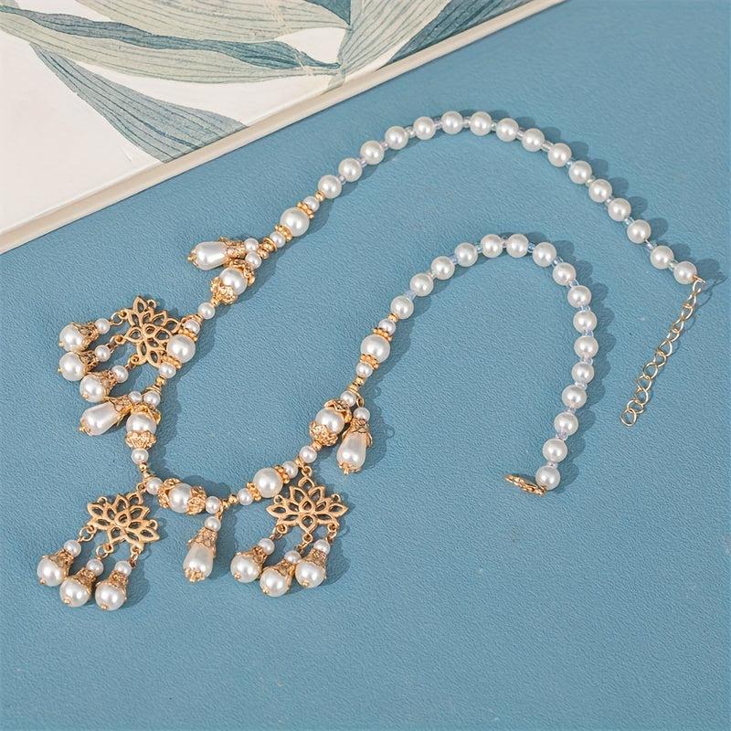 Faux Pearl Beaded Necklace With Pendant Cheongsam Accessories Chinese Style