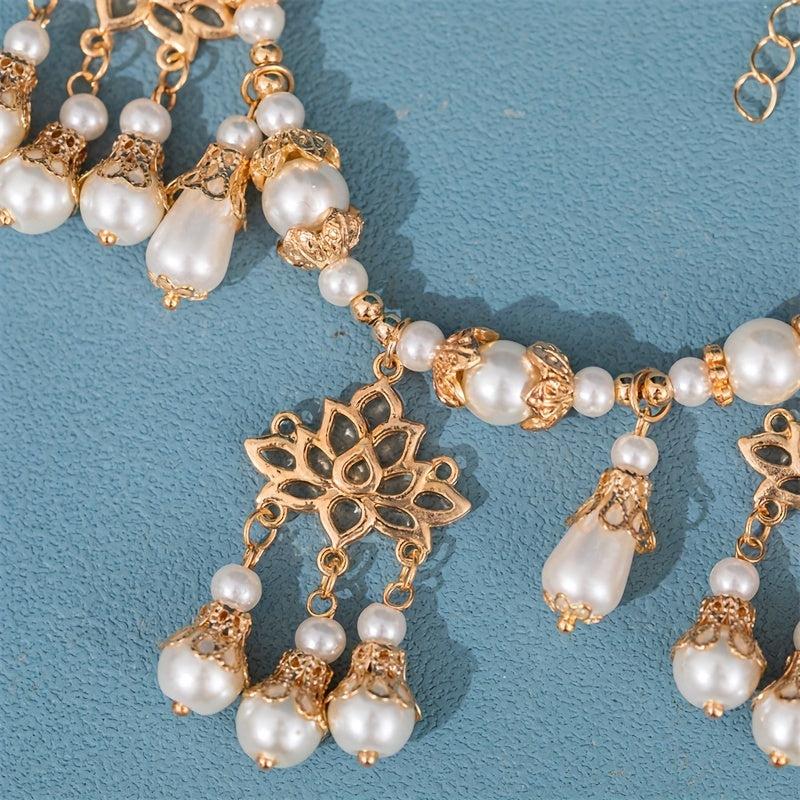 Faux Pearl Beaded Necklace With Pendant Cheongsam Accessories Chinese Style