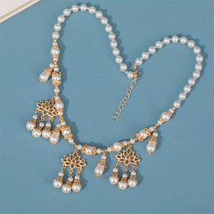 Faux Pearl Beaded Necklace With Pendant Cheongsam Accessories Chinese Style