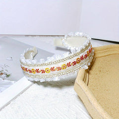Boho Embroidery Headband Wide Head Hoop Retro Style Headdress Hair Accessories