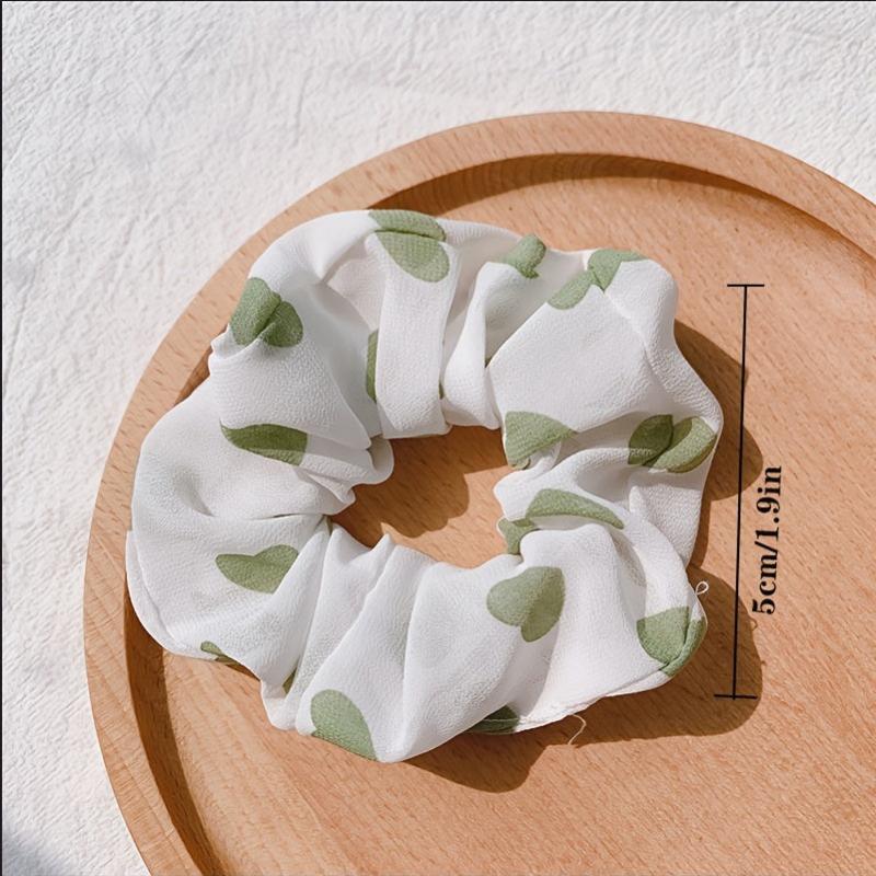 Heart Print Scrunchie Chiffon Hair Tie Elastic Headwear