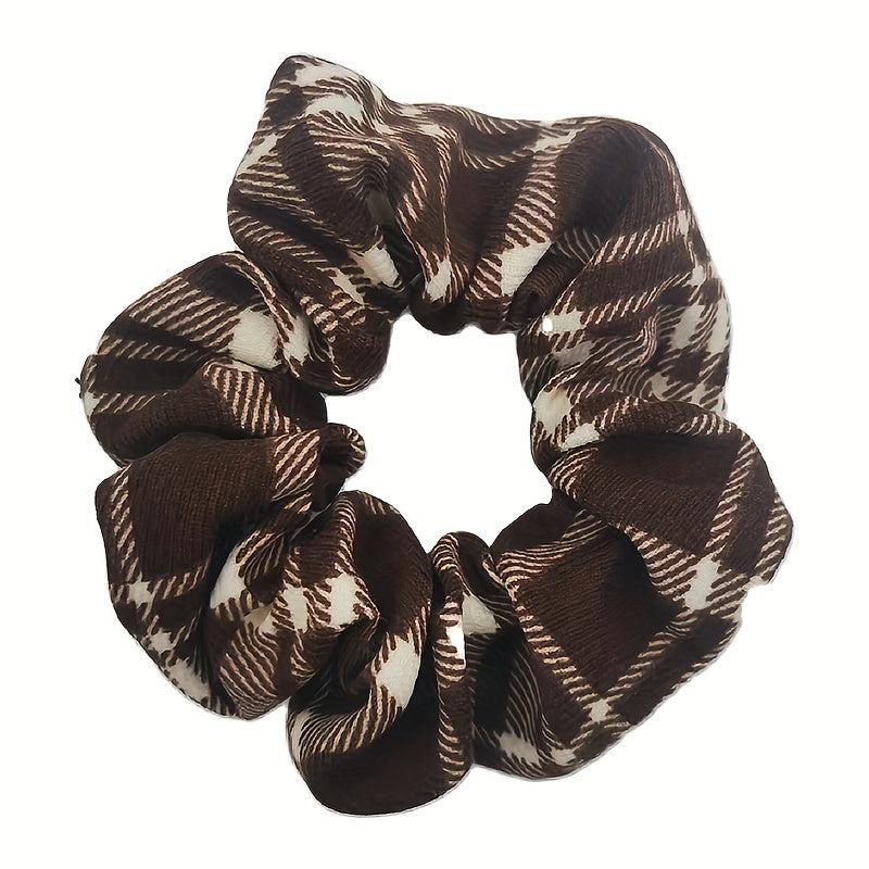 4pcs Plaid Pattern Scrunchie Hair Tie Elastic Hair Rope Retro Hair Accessories