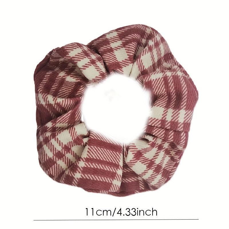 4pcs Plaid Pattern Scrunchie Hair Tie Elastic Hair Rope Retro Hair Accessories