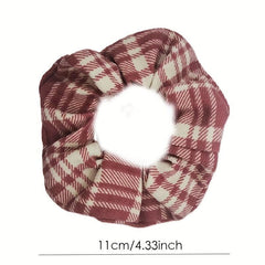 4pcs Plaid Pattern Scrunchie Hair Tie Elastic Hair Rope Retro Hair Accessories