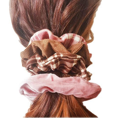 4pcs Plaid Pattern Scrunchie Hair Tie Elastic Hair Rope Retro Hair Accessories