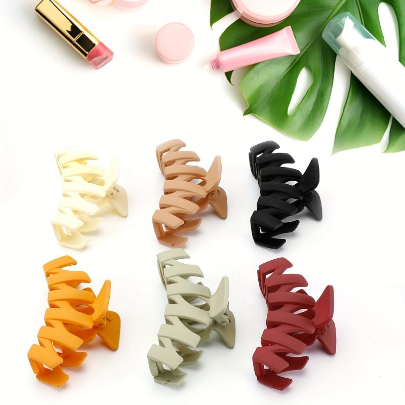 6Pcs Large Hair Claw Solid Design Ponytail Holder Women Hair Accessories