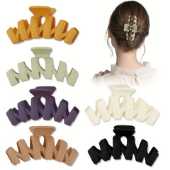 6Pcs Large Hair Claw Solid Design Ponytail Holder Women Hair Accessories