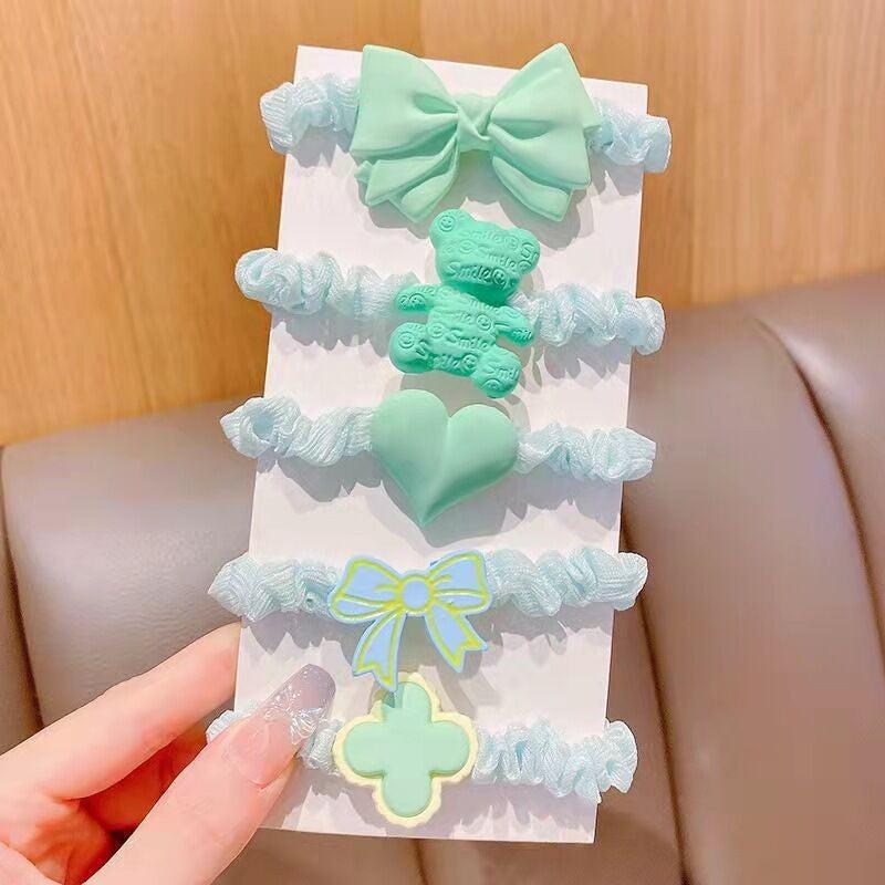 5 Pcs Floral Scrunchie Hair Tie O ring Hair Accessory For Thick Hair